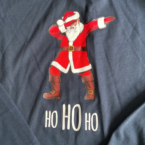 Denim and Flowers Dabbing Santa mens large hoodie navy blue - Picture 3 of 4